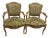 Pairs of French Louis XV Bergere Armchairs/Floral Uphoslstery For Sale