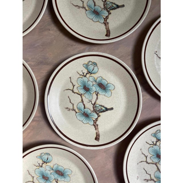 Mid 20th Century Softwind Stoneware by Temperware - A Wedgwood Company - 8” Plates - Set of Seven (7) For Sale - Image 4 of 10