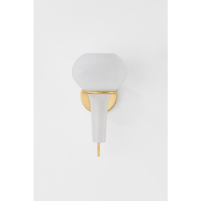 Mid-Century Modern Hudson Valley Lighting Adams Corner 6.75 in. 1 Light Wall Sconce in Aged Brass Finish For Sale - Image 3 of 10