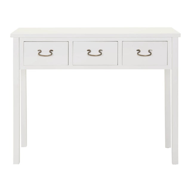 Console With Storage Drawers in White For Sale