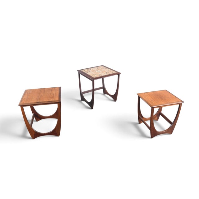 Brown Mid 20th Century G Plan Astro Tile Top Nesting Tables in Teak For Sale - Image 8 of 10
