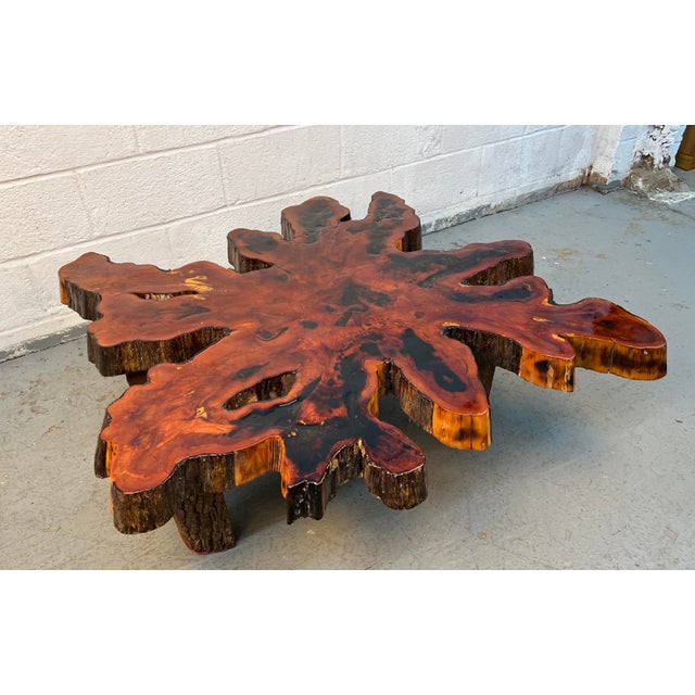 Plastic Vintage Live Edge Resin-Filled Cypress Coffee Table For Sale - Image 7 of 10