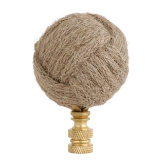 Nautical Knot Lamp Finial in Natural Jute on Brass Hardware For Sale