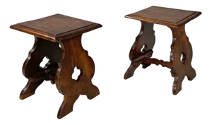 Italian Square Seat Stools in Decorated Wood, 1800s, Set of 2