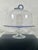 Traditional Vintage Hand-Blown Cake Stand With Cover, Cobalt Blue Trim For Sale - Image 3 of 7