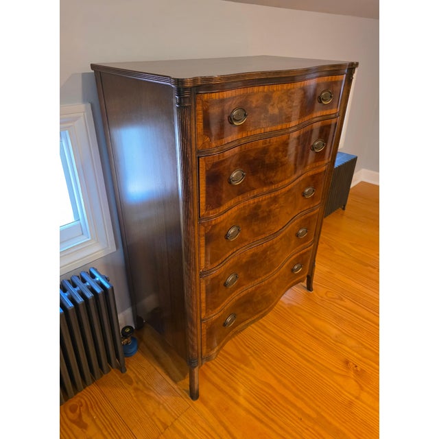 Early 20th C. Georgian Flame Mahogany Chest of Drawers For Sale - Image 14 of 15