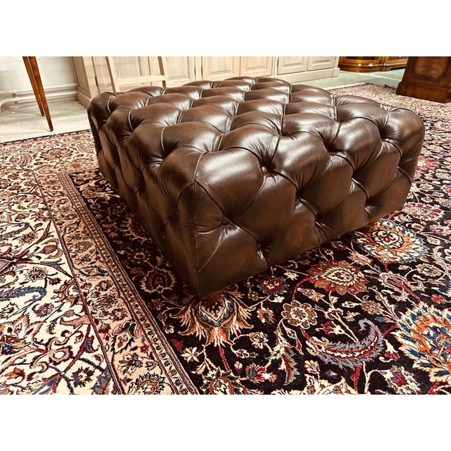 Large Red Chesterfield Hocker Ottoman For Sale - Image 7 of 8