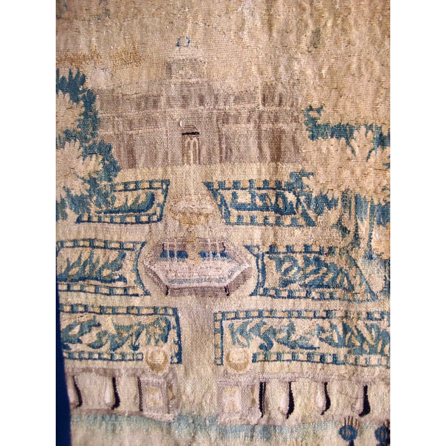 Textile Flemish Tapestry Verdure Two Deers and a Castel Circa 17 Hundreds For Sale - Image 7 of 13