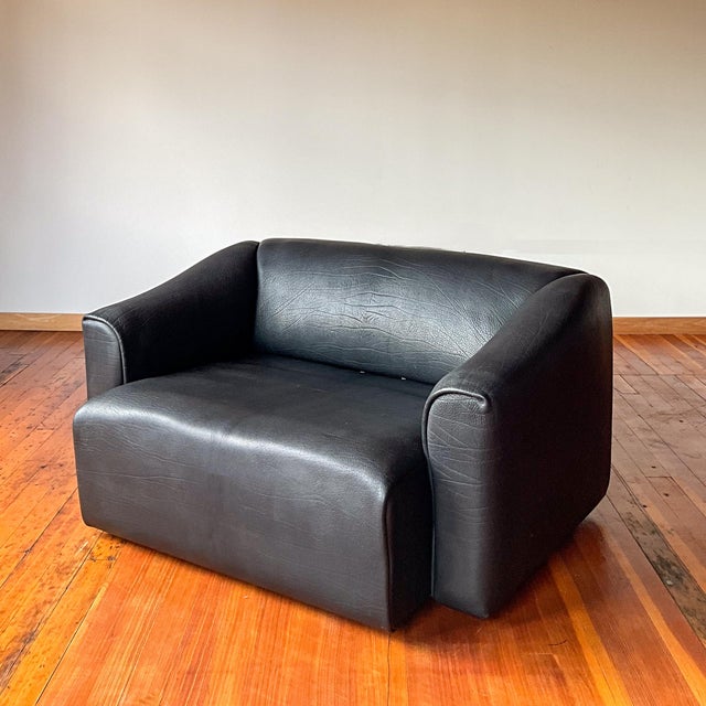 De Sede Attributed De Sede Ds47 Leather Love Seat 1970s Buffalo Leather, Ueli Berger For Sale - Image 4 of 13