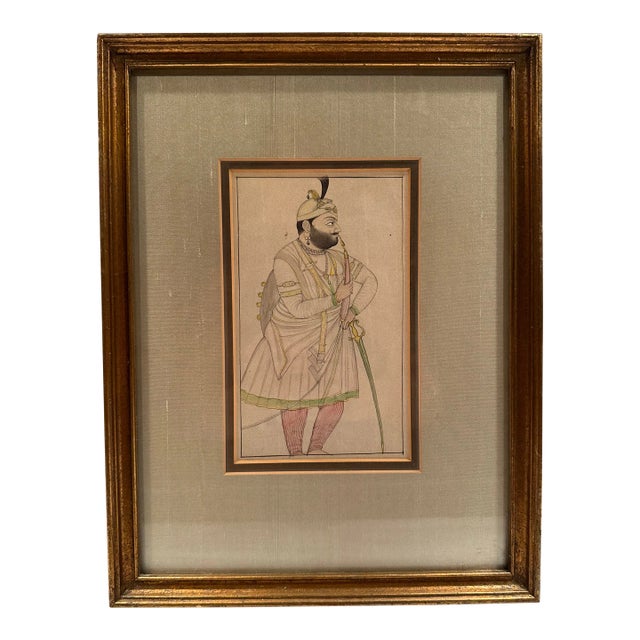 Late 18th to Early 19th Century Mughal Portrait Painting, Framed For Sale