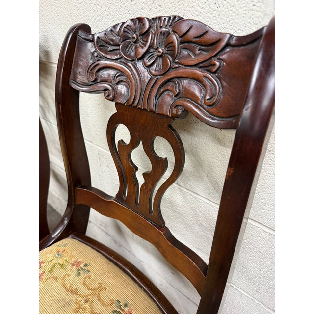 Tan Vintage Associated Factories Duncan Phyfe Regency Style Mahogany Dining Chairs For Sale - Image 8 of 14