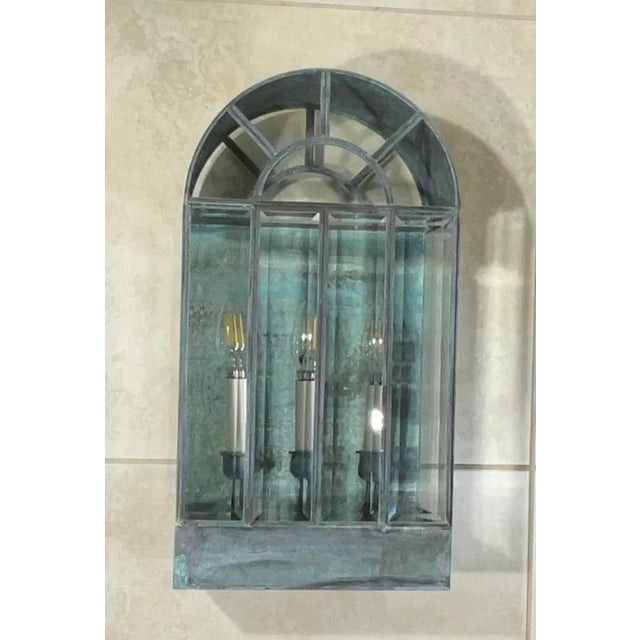 1990s Single Vintage Handcrafted Wall-Mounted Brass Lantern For Sale - Image 5 of 12