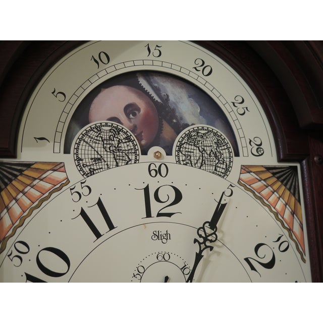 1990s Vintage Sligh Henry Ford Museum Federal Inlaid Mahogany Grandfather Clock For Sale In Philadelphia - Image 6 of 13