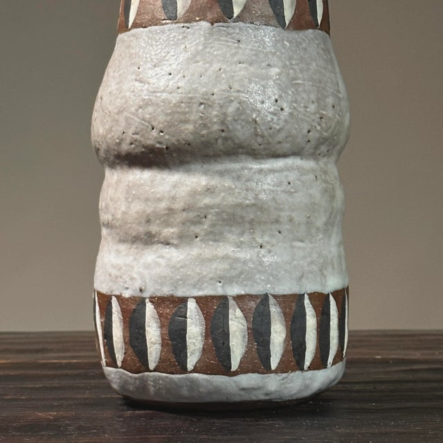 Ceramic Vintage Modernist Shino Glazed Hand Painted Ceramic Vessel For Sale - Image 7 of 10