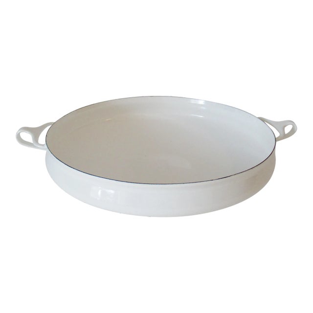C.1960's Mid-Century Dansk Design France Kobenstyle Enamelware, White Enameled Paella Pan by Jens Quistgaard For Sale