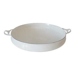 C.1960's Mid-Century Dansk Design France Kobenstyle Enamelware, White Enameled Paella Pan by Jens Quistgaard