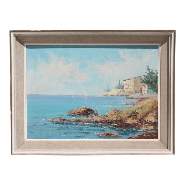 European Costal Scene Painting For Sale