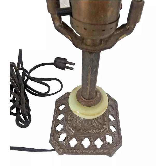 1930s Art Deco Jadeite Glass Table Lamp With Glowing Break Spacer For Sale In Los Angeles - Image 6 of 12