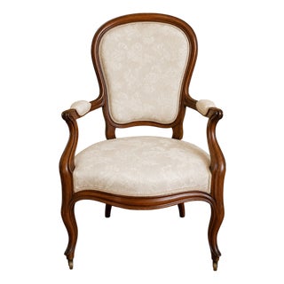 Louis Philippe Cabriolet Armchair in Mahogany, 19th Century For Sale
