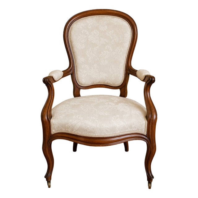 Louis Philippe Cabriolet Armchair in Mahogany, 19th Century For Sale