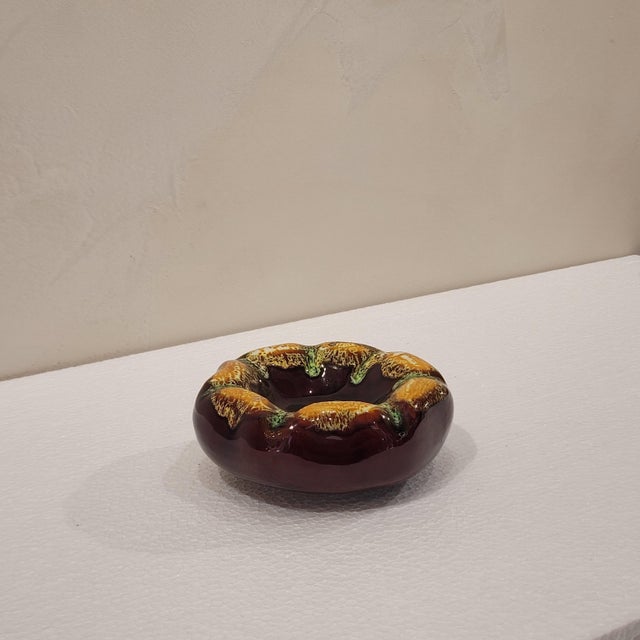 Brown Ceramic Ashtray from Le Portel, France, 1970s For Sale - Image 8 of 11