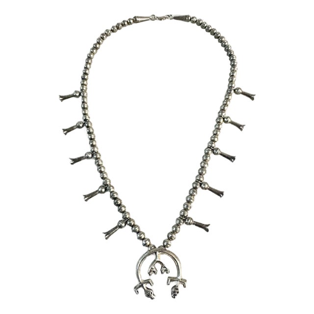 Vintage Sterling Silver Beaded Squash Necklace For Sale