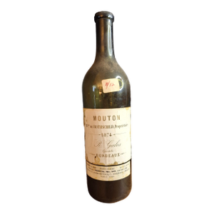 Rare 1874 Chateau Mouton Rothschild Empty Wine Bottle & Original Cork R. Galos