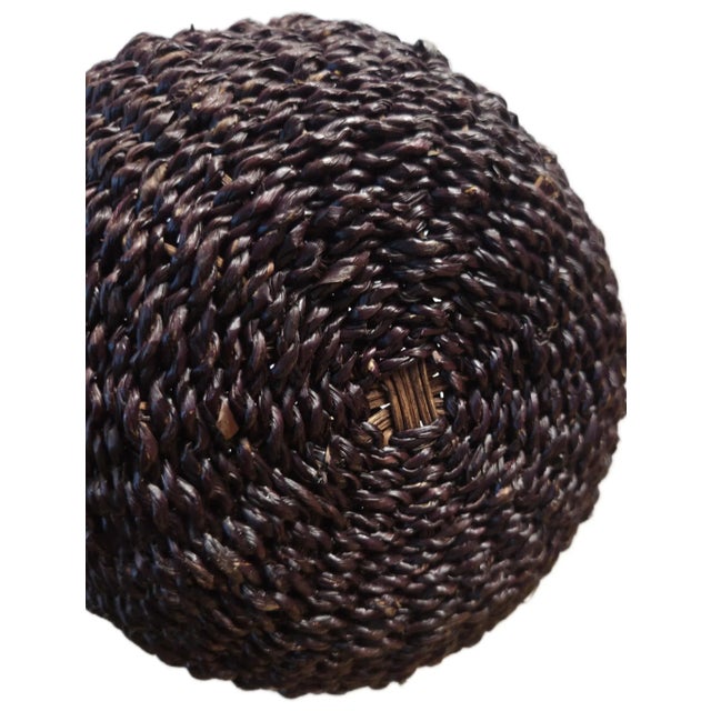 Mid 20th Century Woven Acorn Basket – Rare Decorative Storage Basket | Dark Brown Two-Piece Acorn Design | 11” Tall For Sale - Image 9 of 9