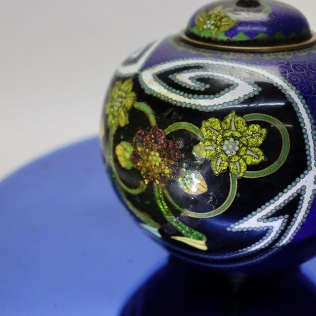 Chinese Antique Chinese Cloisonne Enameled Lidded & Footed Jar Early 20thC For Sale - Image 3 of 9