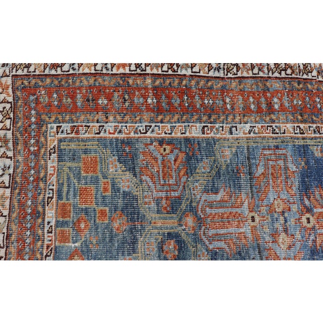 Blue Antique Persian Afshar Rug With Allover Geometric Design in Soft Blue 3'10"x4'7" For Sale - Image 8 of 10