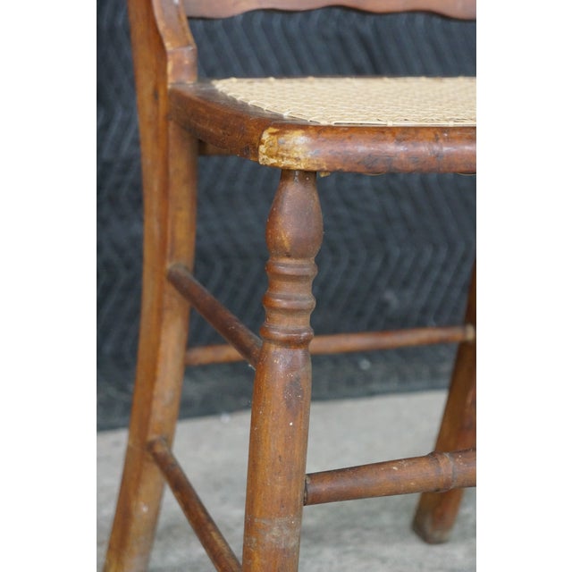 Brown 2 Antique Victorian Early American Style Maple Spindle Back Side Chairs Pair For Sale - Image 8 of 18