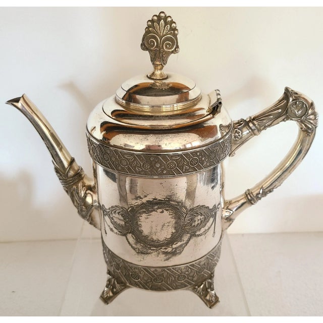 International Silver 1880s Bridgeport Silver Co. Triple Plate Tea Set- 4 Pieces For Sale - Image 4 of 11