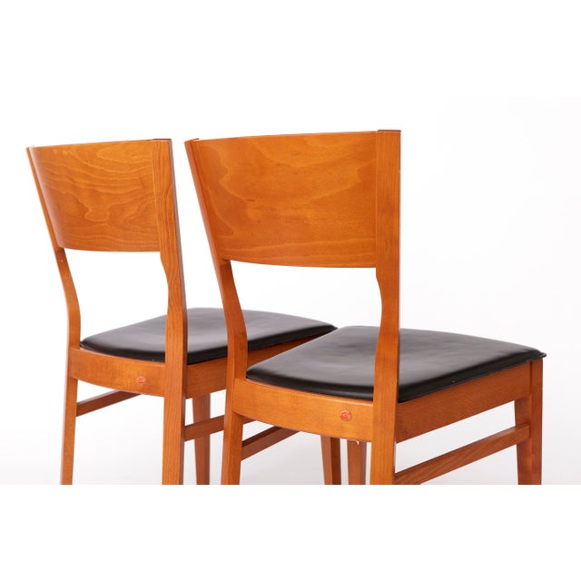 Brown Italian Elm and Black Faux Leather Chairs from Dal1923, 1980s, Set of 4 For Sale - Image 8 of 11