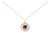 14K Yellow Gold Plated Sterling Silver Lab Grown Ruby and Diamond Medallion Pendant Necklace For Sale