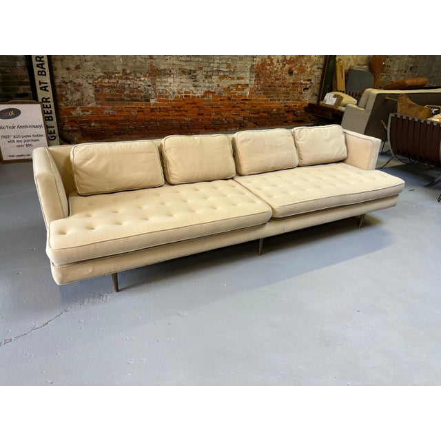 1950s Edward Wormley for Dunbar Even Arm Sofa Model 4907A/ Brass Legs For Sale - Image 5 of 12