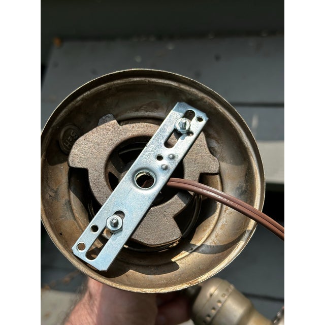 1920s Set of Three Bradley & Hubbard Nickel Sconces With Vintage Shades For Sale - Image 5 of 8