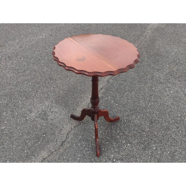 Wood Mid 20th Century Vintage Handmade George II Style Cherry Pie Crust Side Table For Sale - Image 7 of 7