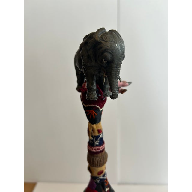 Folk Art Mixed Media Found Object Sculpture With Elephant & Clown For Sale - Image 3 of 8