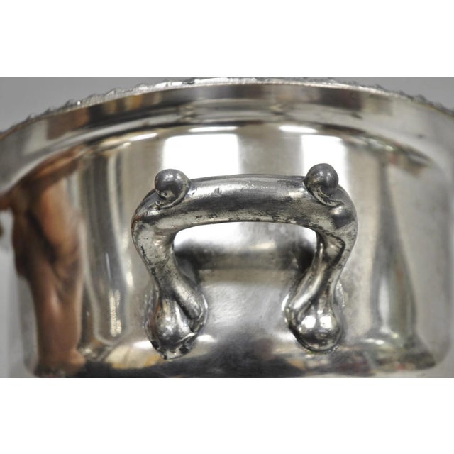 Vintage English Regency Style Silver Plated Low Champagne Chiller Ice Bucket For Sale - Image 11 of 16