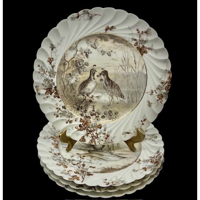 Victorian Antique Haviland & Co. Limoges Game Bird Plates - Set of Four For Sale - Image 3 of 11