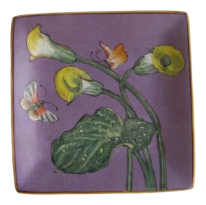 Vintage Chinoiserie Catchall With Lillies and Butterflies