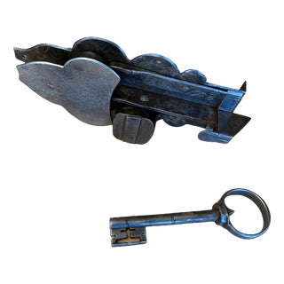 Baroque Iron Door Lock with Key, Set of 2 For Sale