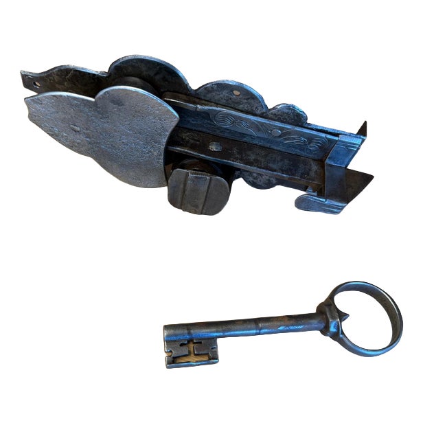 Baroque Iron Door Lock with Key, Set of 2 For Sale