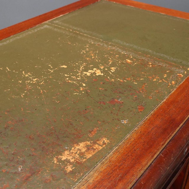 Brown Writing Desk in Mahogany and Leather For Sale - Image 8 of 10