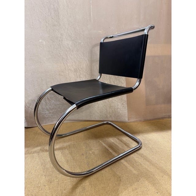 MR10 Cantilever Chair in Leather and Chrome by Mies Van Der Rohe, 1970s For Sale - Image 10 of 10