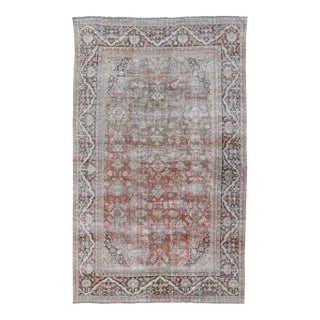 Distressed Antique Persian Sultanabad Rug in Wool With Floral Design 10'2 X 16'6 For Sale