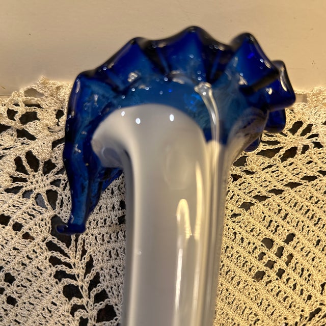 Mid Century Glass Vase With Colbert Blue Jack in the Pulpit For Sale - Image 6 of 10