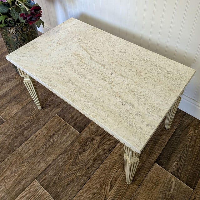 Late 20th Century Hollywood Regency Vintage Travertine Side Table For Sale - Image 10 of 11