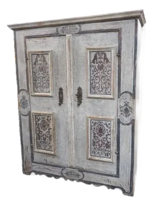 A Painted Two-Door Cabinet From Southern Germany, Circa 1700s, Height- 67 Inches