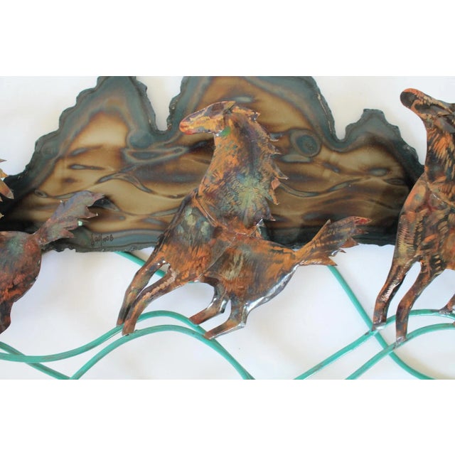 Mid 20th Century Mid-Century Brutalist Mixed Metal Mustang Sculpture Wall Hanging For Sale - Image 5 of 11
